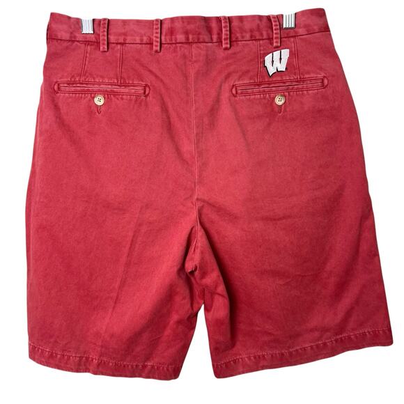 NWT Peter Millar University of Wisconsin Cotton Washed Twill Shorts Red Sz 32 - Picture 7 of 10
